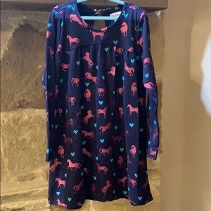 Hatley Girls Navy Hearts and Horses Dress Size 6